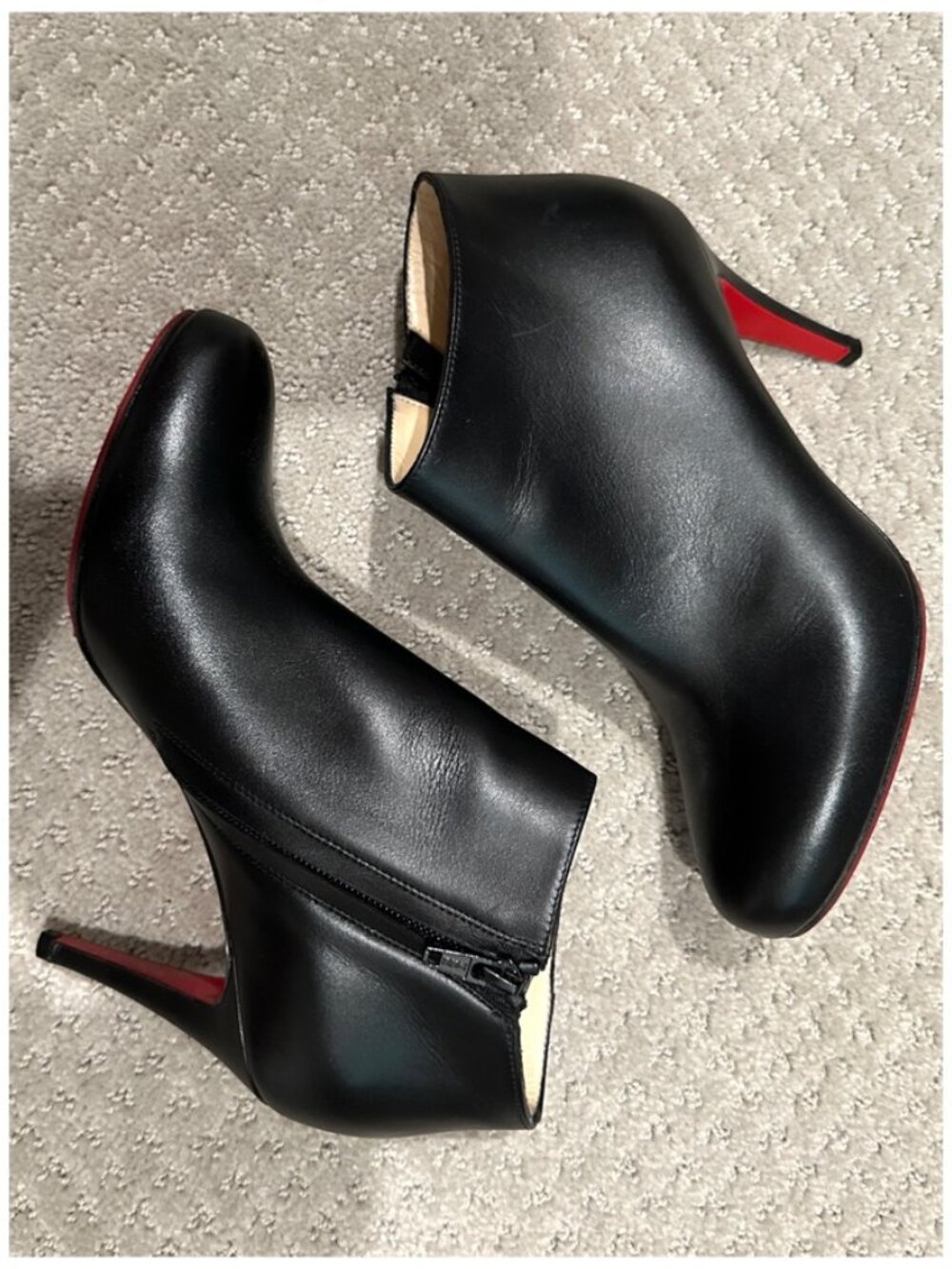 Christian Louboutin Belle Leather Red-Sole Ankle Booties Black Classic - Picture 6 of 9